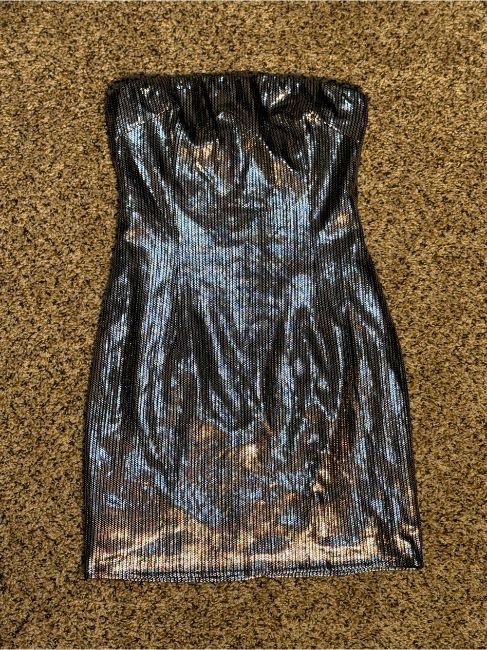 Princess Polly Strapless Metallic Mini Dress in Black